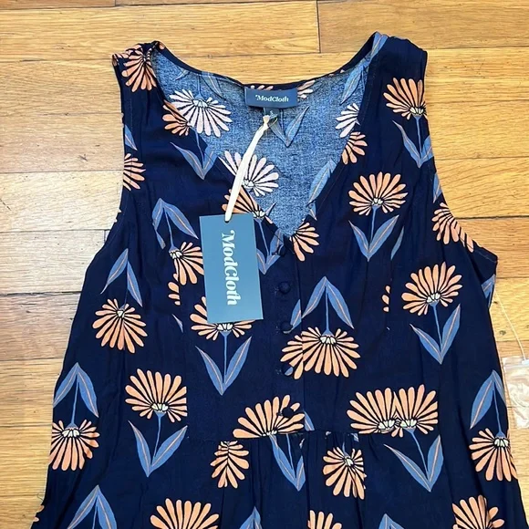 ModCloth Button Front Back Tie Floral Top, size Small - Picture 4 of 11